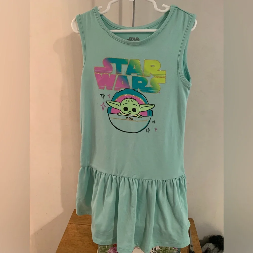 Star Wars The Mandalorian Baby Yoda Grogu Soft Dress Girls Size 6 6X NWOT